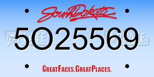 5O25569 South Dakota License Plate