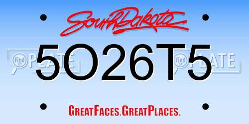5O26T5 South Dakota License Plate