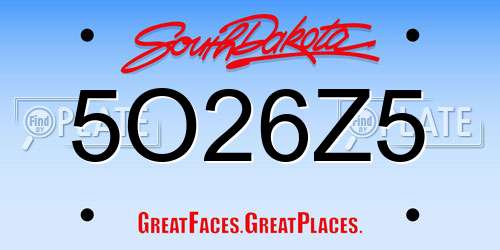 5O26Z5 South Dakota License Plate