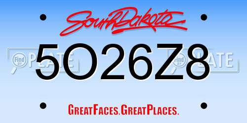 5O26Z8 South Dakota License Plate