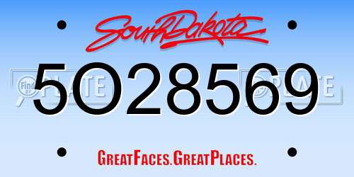 5O28569 South Dakota License Plate