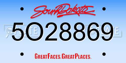 5O28869 South Dakota License Plate