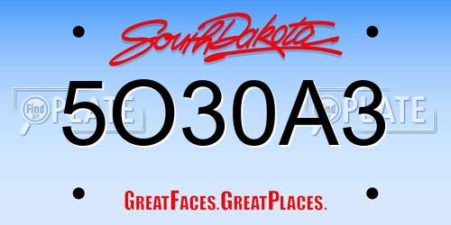 5O30A3 South Dakota License Plate