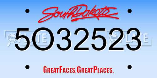 5O32523 South Dakota License Plate