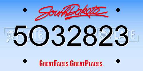 5O32823 South Dakota License Plate