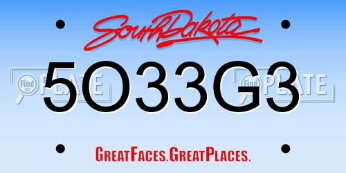 5O33G3 South Dakota License Plate