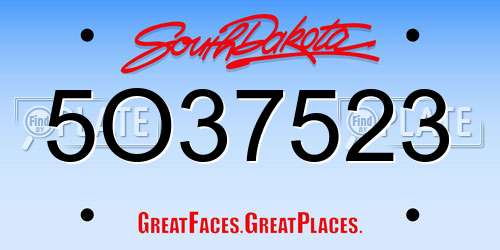 5O37523 South Dakota License Plate