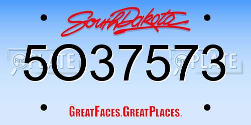 5O37573 South Dakota License Plate
