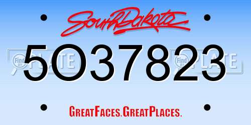 5O37823 South Dakota License Plate