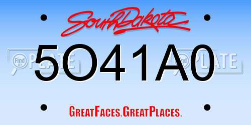 5O41A0 South Dakota License Plate
