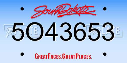 5O43653 South Dakota License Plate