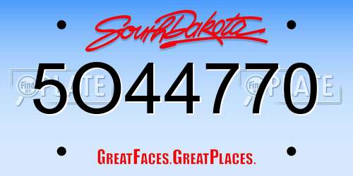 5O44770 South Dakota License Plate