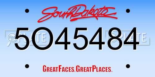 5O45484 South Dakota License Plate
