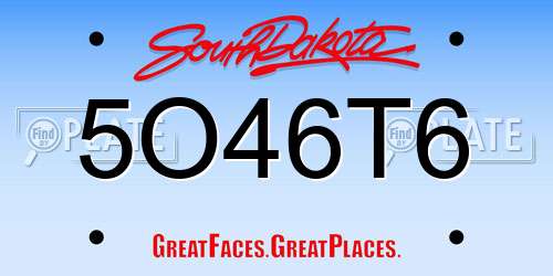 5O46T6 South Dakota License Plate