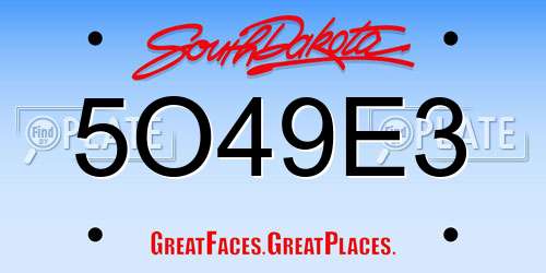 5O49E3 South Dakota License Plate