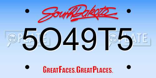 5O49T5 South Dakota License Plate