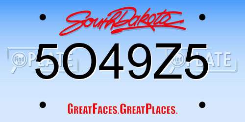 5O49Z5 South Dakota License Plate