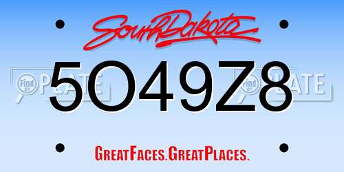 5O49Z8 South Dakota License Plate