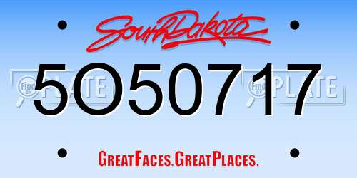 5O50717 South Dakota License Plate