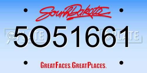 5O51661 South Dakota License Plate