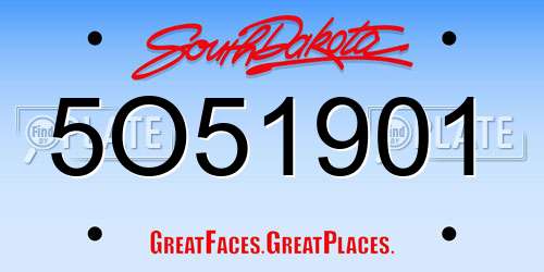 5O51901 South Dakota License Plate