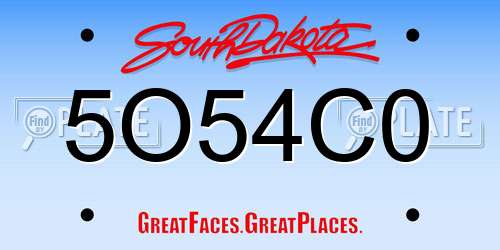 5O54C0 South Dakota License Plate