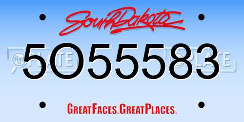5O55583 South Dakota License Plate
