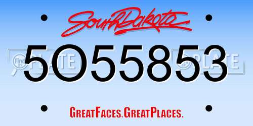 5O55853 South Dakota License Plate