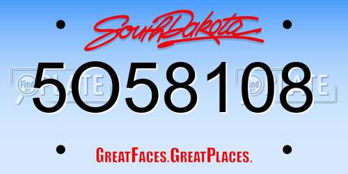 5O58108 South Dakota License Plate