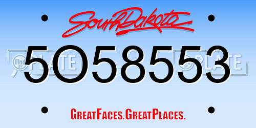 5O58553 South Dakota License Plate