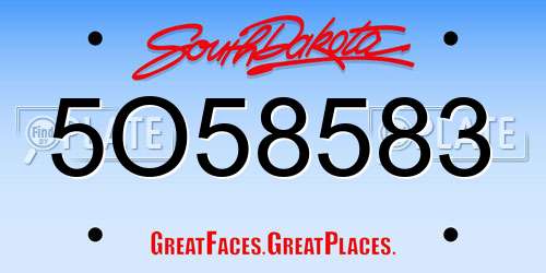 5O58583 South Dakota License Plate