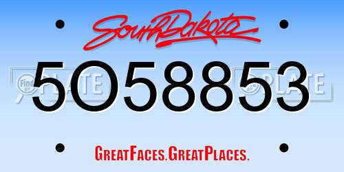 5O58853 South Dakota License Plate