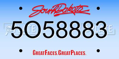 5O58883 South Dakota License Plate