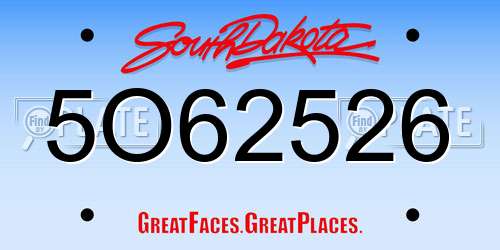 5O62526 South Dakota License Plate