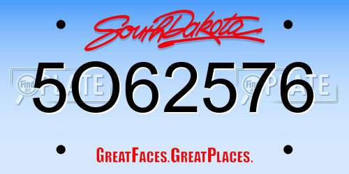 5O62576 South Dakota License Plate