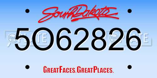5O62826 South Dakota License Plate