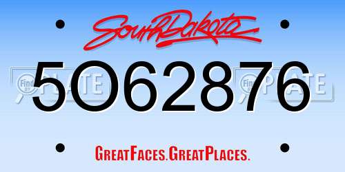 5O62876 South Dakota License Plate