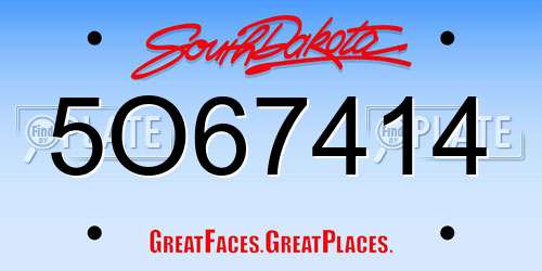 5O67414 South Dakota License Plate