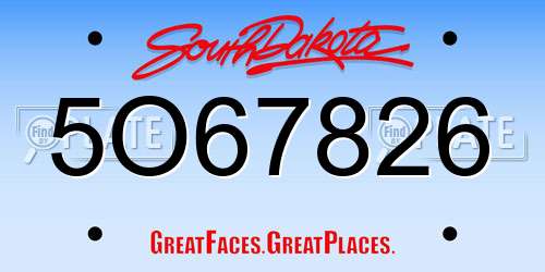 5O67826 South Dakota License Plate