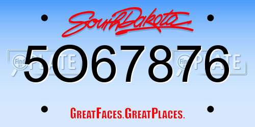 5O67876 South Dakota License Plate
