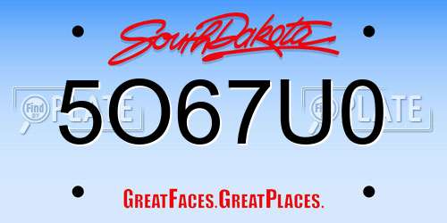 5O67U0 South Dakota License Plate