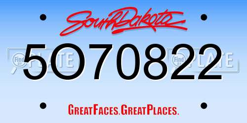 5O70822 South Dakota License Plate
