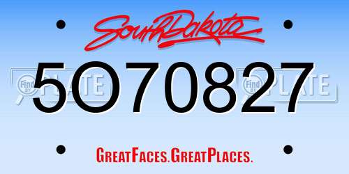 5O70827 South Dakota License Plate