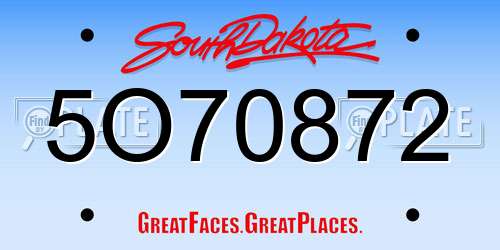 5O70872 South Dakota License Plate