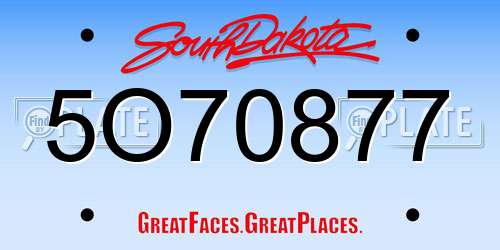 5O70877 South Dakota License Plate