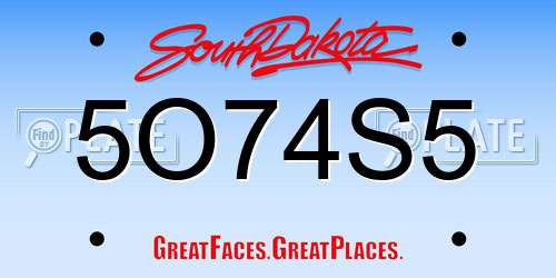 5O74S5 South Dakota License Plate