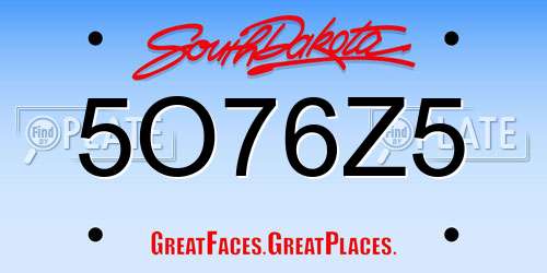 5O76Z5 South Dakota License Plate