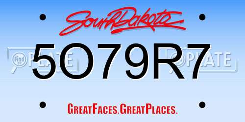 5O79R7 South Dakota License Plate