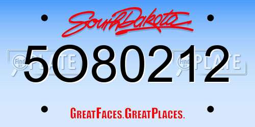 5O80212 South Dakota License Plate