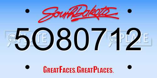5O80712 South Dakota License Plate
